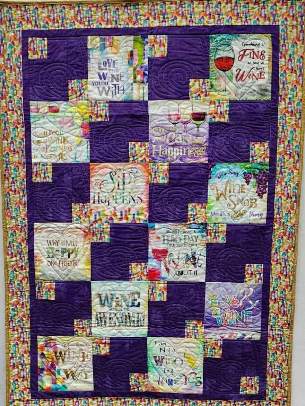 Handmade Wine Themed Lap Quilt 44x61.5 One of a Kind